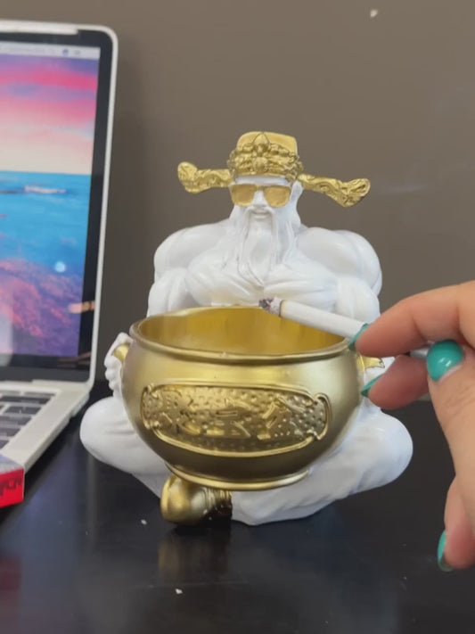 Creative Muscular Chinese God of Wealth Treasure Bowl Ashtray Home Decor
